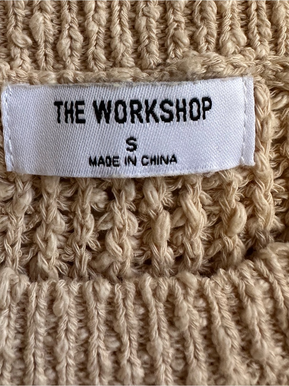 The Workshop Cotton Knit Sweater Top Beige Coastal Boxy Small - Picture 7 of 10